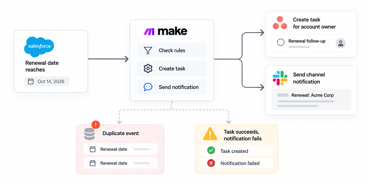Learn how make alternatives address duplicate events and notification failures in complex automations.