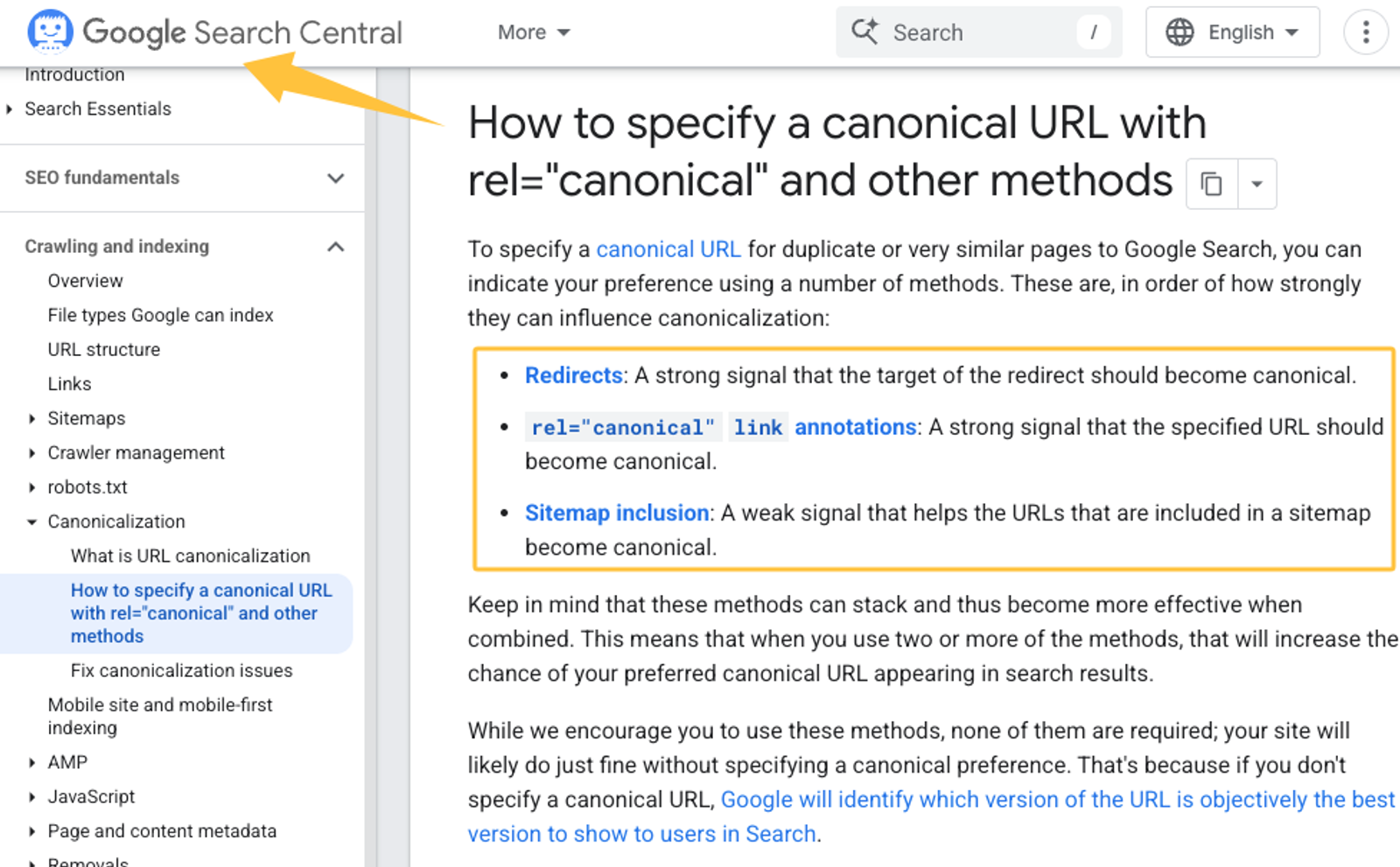 SEO for car dealerships: Google's guidance on setting canonical URLs.