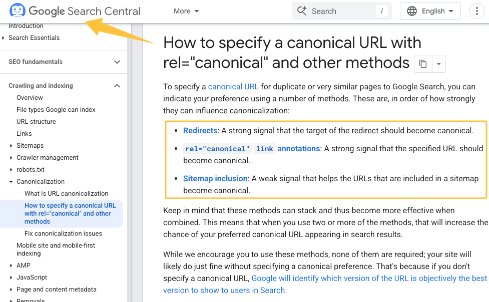 SEO for car dealerships: Google's guidance on setting canonical URLs.