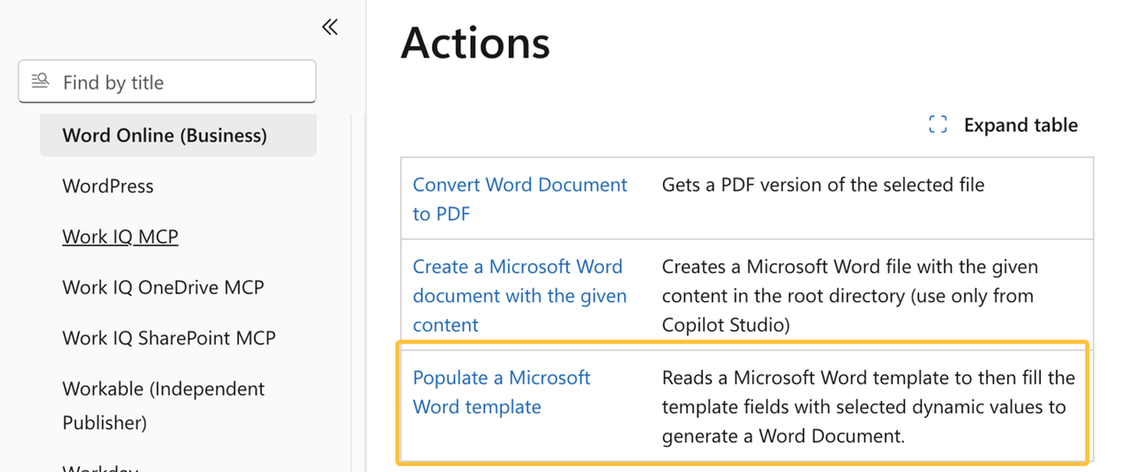 Software interface highlighting the populate Microsoft Word template action feature inside document automation software.