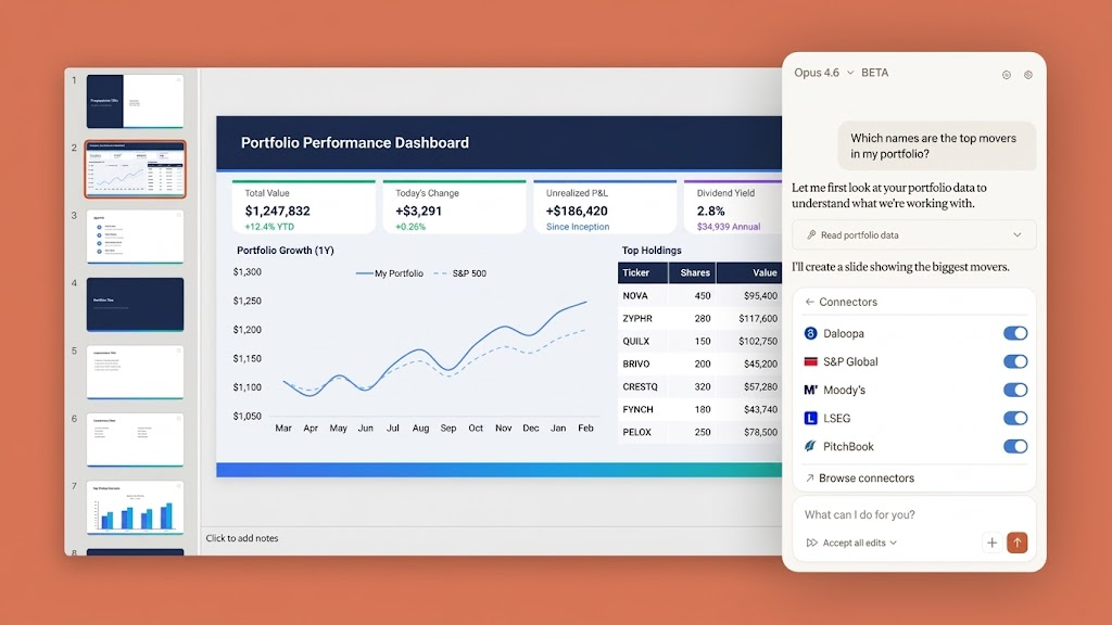 Learn to build a Portfolio Performance Dashboard in this Claude Slides with connected data.