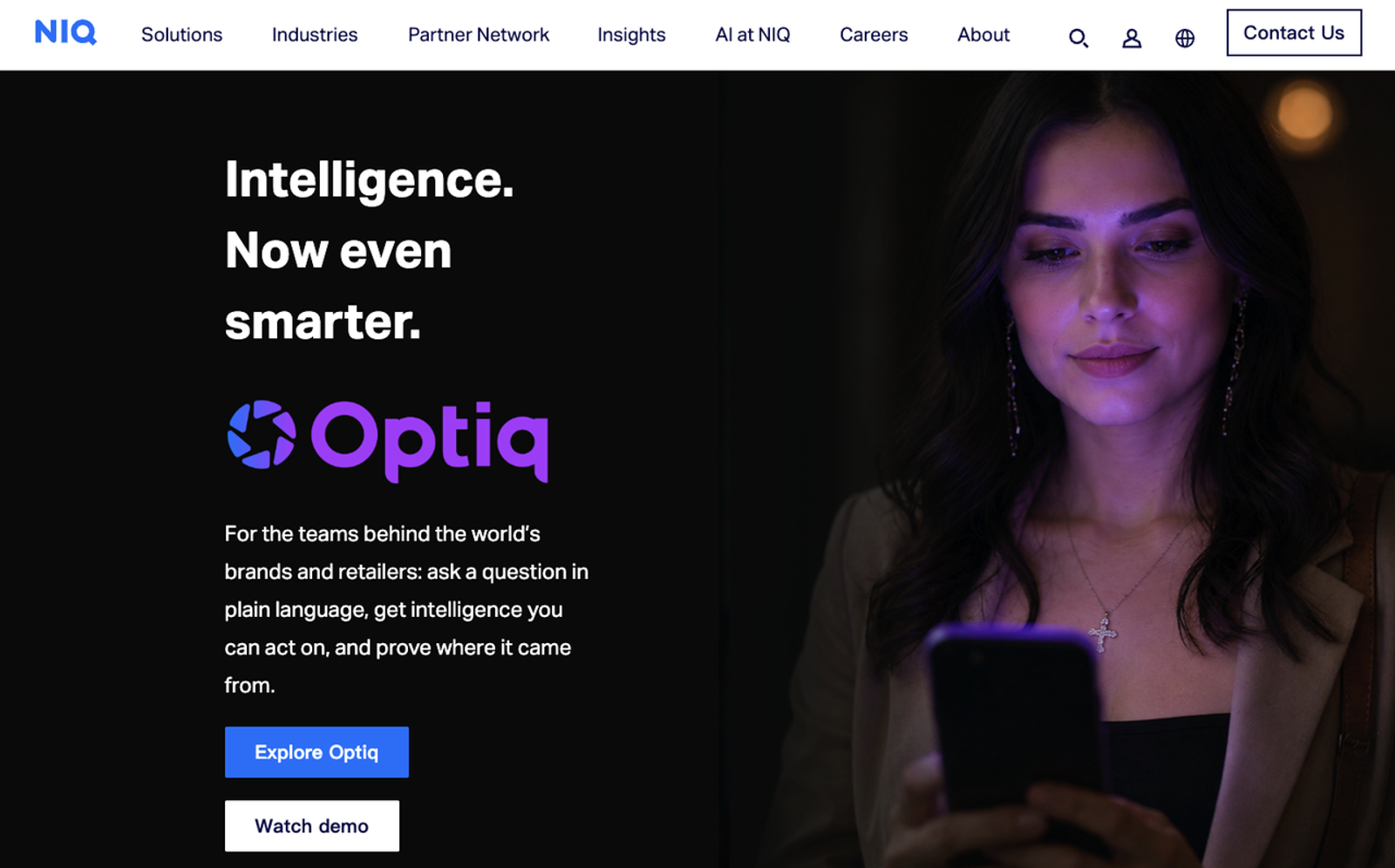 NIQ Optiq features AI-driven market intelligence tools designed for brands and retailers to gather insights.