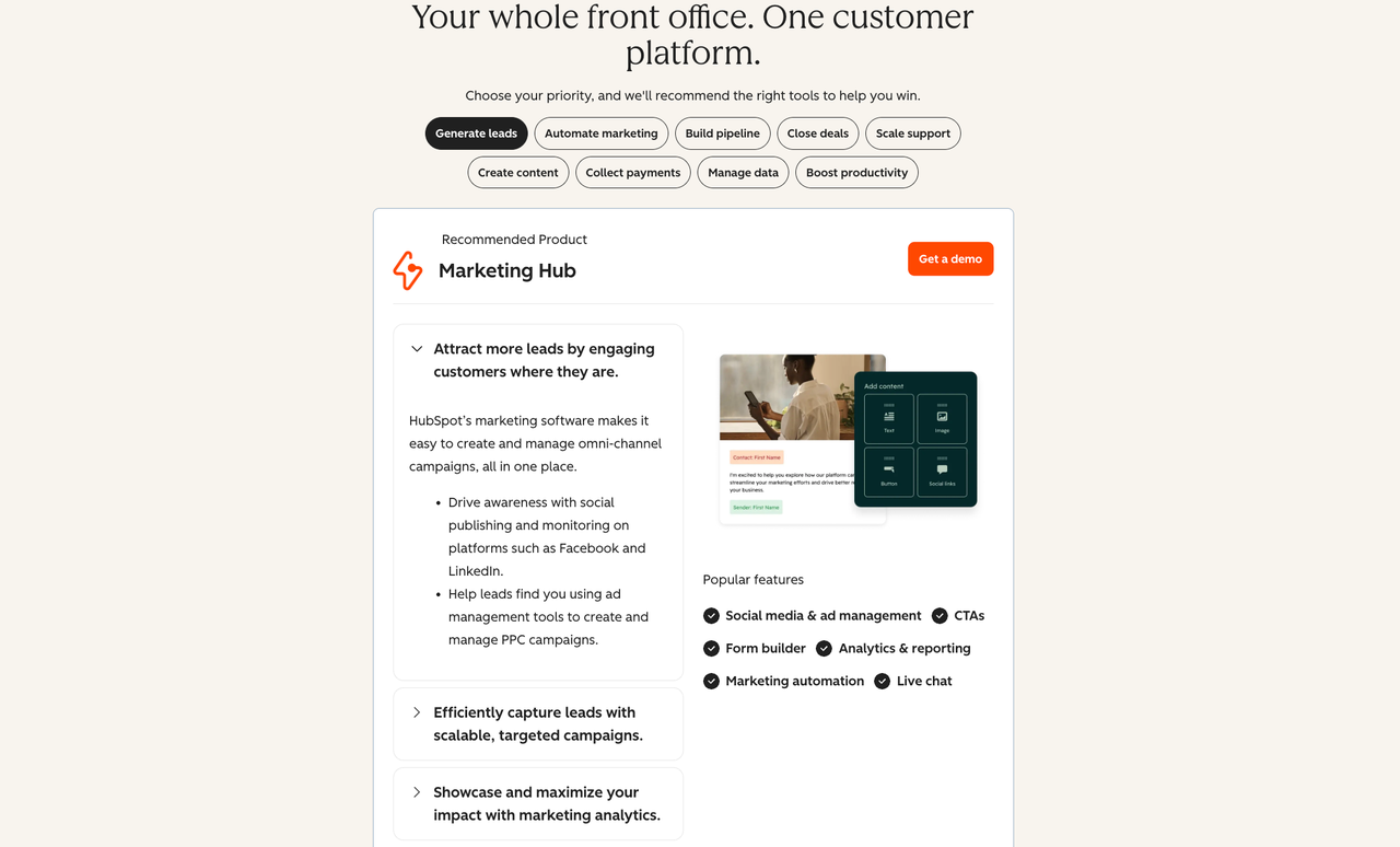 Evaluate HubSpot as one of the best data enrichment tools for lead generation, omni-channel campaigns, and CRM management.