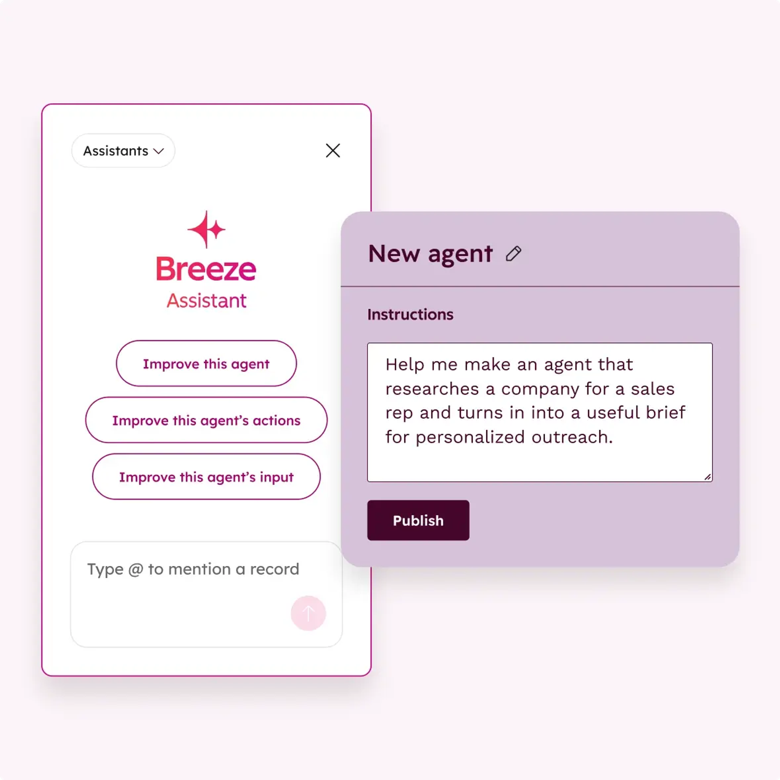 Interface showing how to configure instructions for custom sales research using the best ai agents.