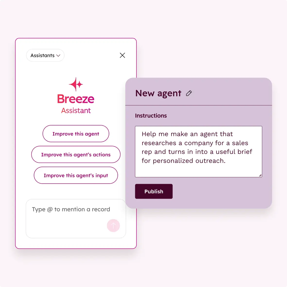 Interface showing how to configure instructions for custom sales research using the best ai agents.