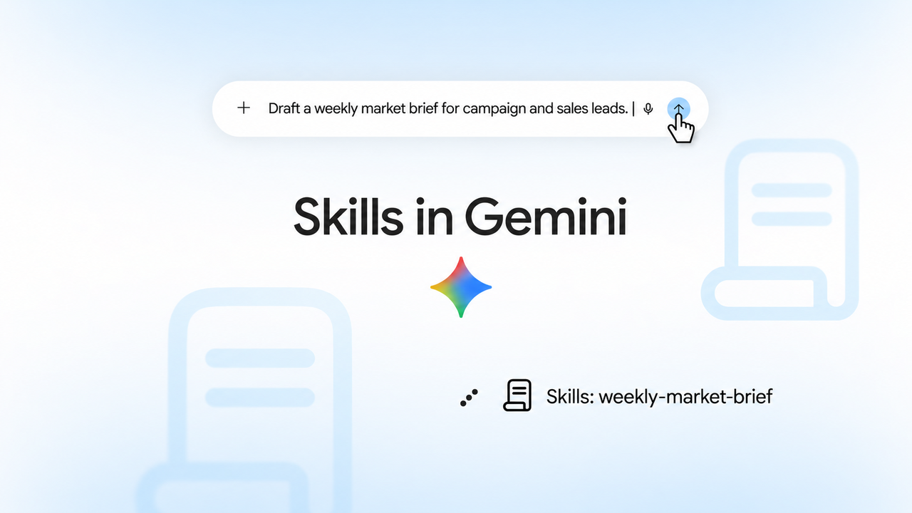 Use gemini skills marketing prompts to draft weekly market briefs for campaign and sales leads quickly.