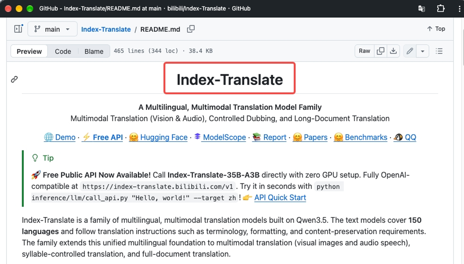 Explore the open-source GitHub README for index translate marketing models featuring multilingual capabilities.