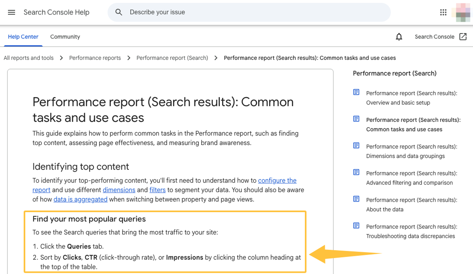 A b2b saas seo agency uses Google Search Console performance reports to find top search queries and analyze organic traffic.