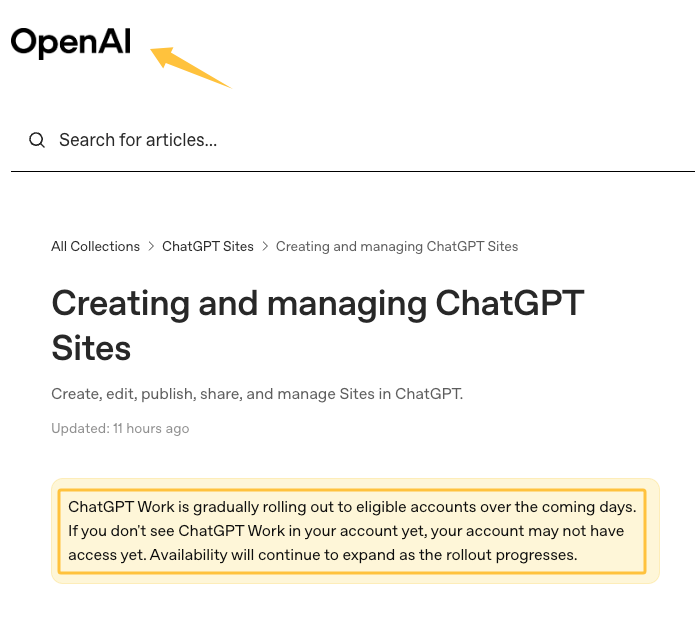 The OpenAI official guide for creating and managing workspaces, a key reference for your ChatGPT Sites checklist setup.