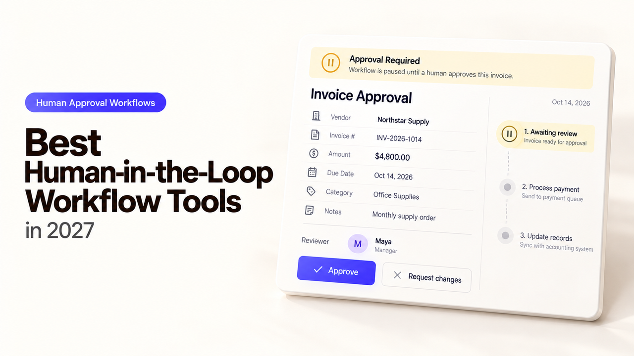 Invoice approval card demonstrating manual verification in best human in the loop workflow tools.