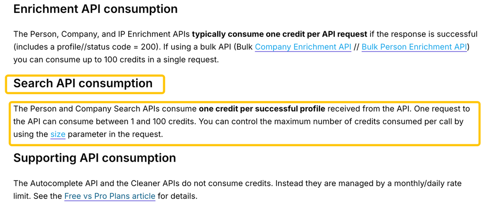 Review the credit consumption rules and search limits for your chosen lead enrichment api.