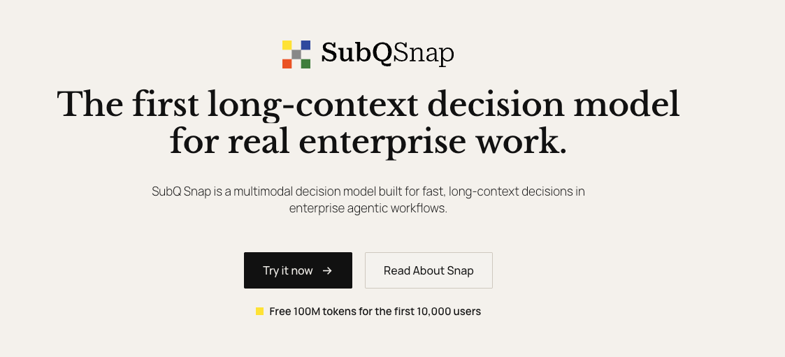 Explore subq snap, the first long-context multimodal decision model designed for real enterprise work.