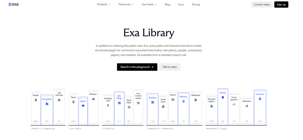 Access indexed public web data and corporate databases with exa 3 company research API tools.