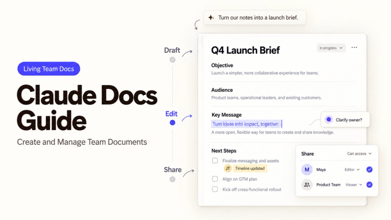 A complete guide showing how to use claude docs to draft, edit, and share team documents efficiently. 