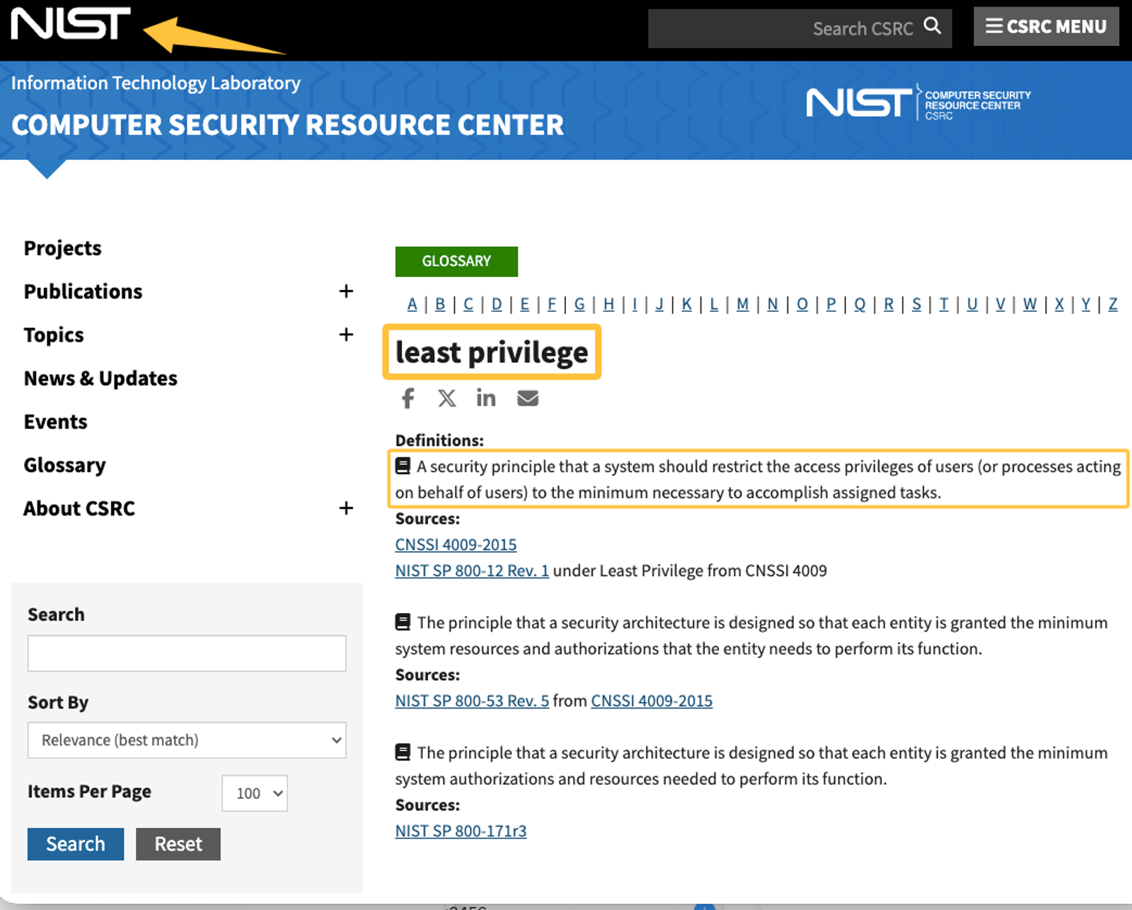 Screenshot of NIST defining least privilege, a core security comparison for Claude Code vs marketing agency access.