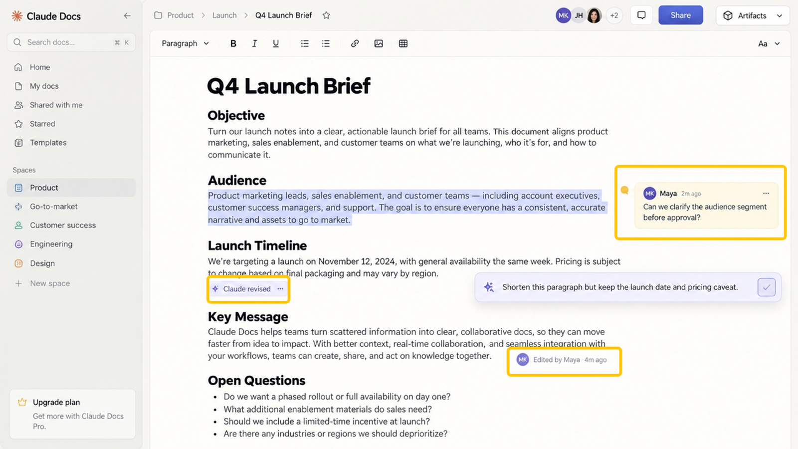 Discover the collaborative editing interface introduced in the anthropic claude docs launch for seamless teamwork.