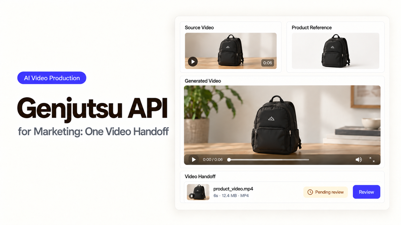 Automate AI video production using the genjutsu api marketing workflow for single video handoffs.
