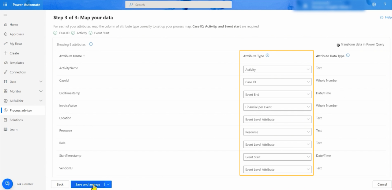Map your data attributes accurately in Power Automate to generate an insightful workflow diagram for process optimization.