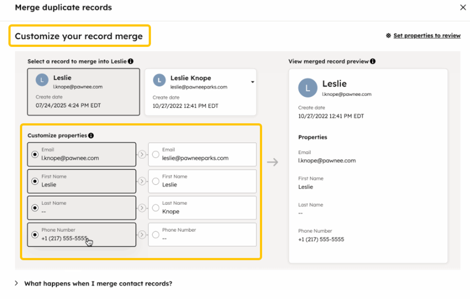 Improve CRM data accuracy by using your AI BDR to easily customize and merge duplicate contact records for cleaner databases.