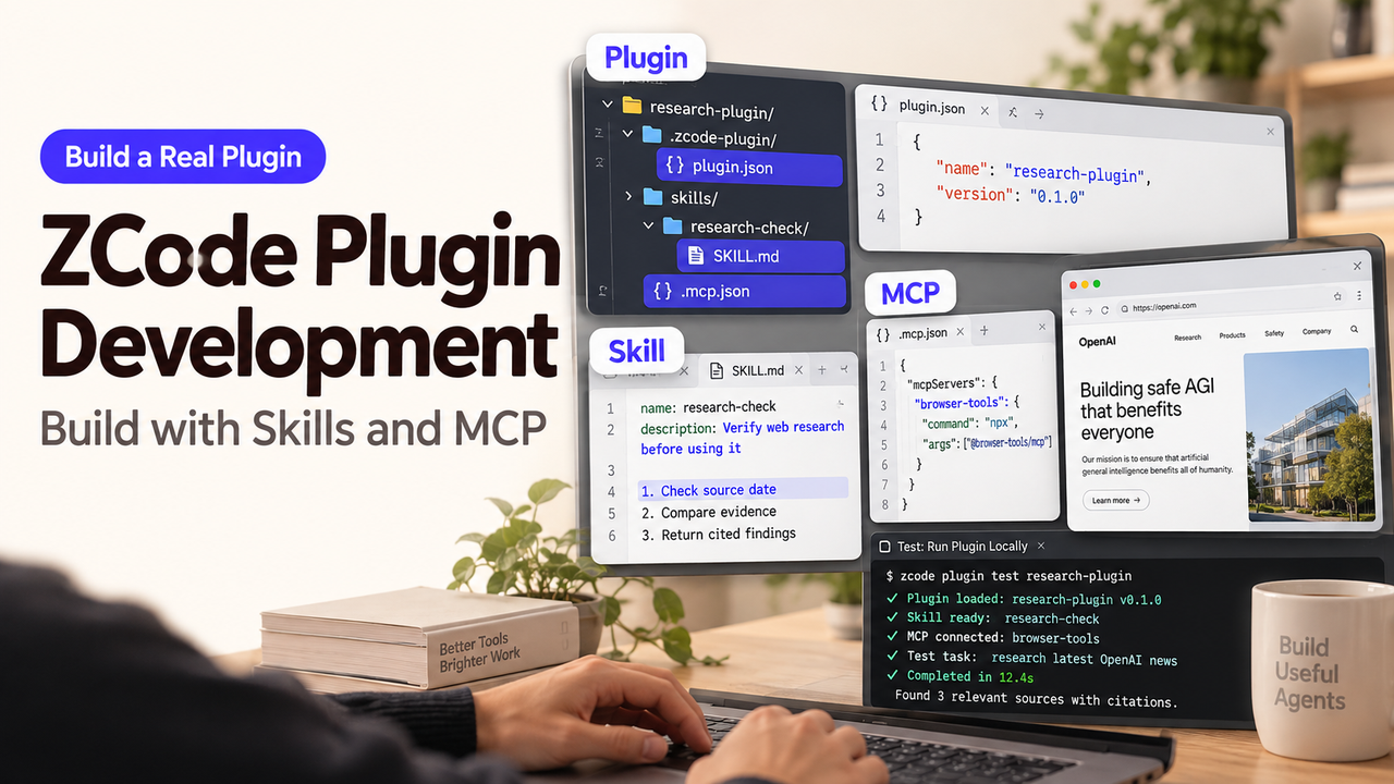 Explore zcode plugin development by building a real plugin using skills and MCP to verify web research effectively.