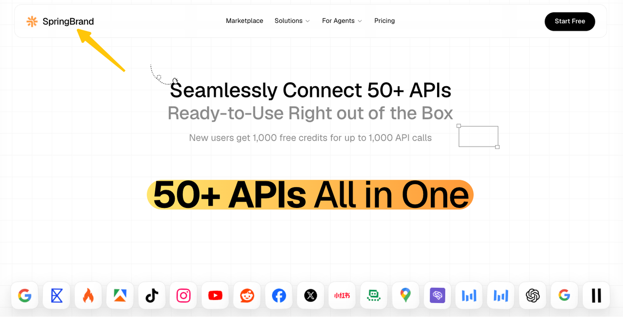 SpringBrand platform connecting 50+ APIs, a crucial tool for empowering agentic ai vs ai agents in modern setups.