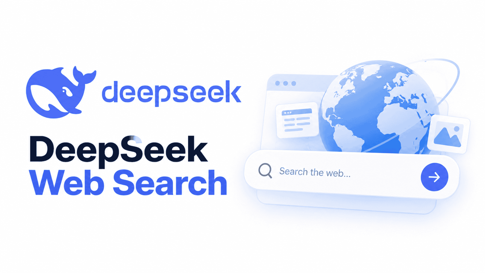 DeepSeek Web Search graphic with a globe, used for deepseek search competitor monitoring.