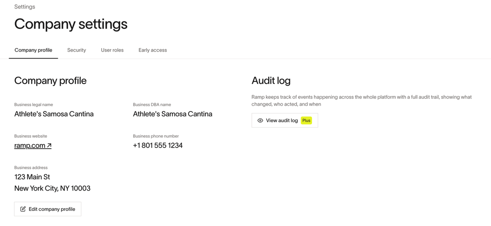 Manage company profile settings and view the comprehensive audit log within your secure ap-automation-software platform.