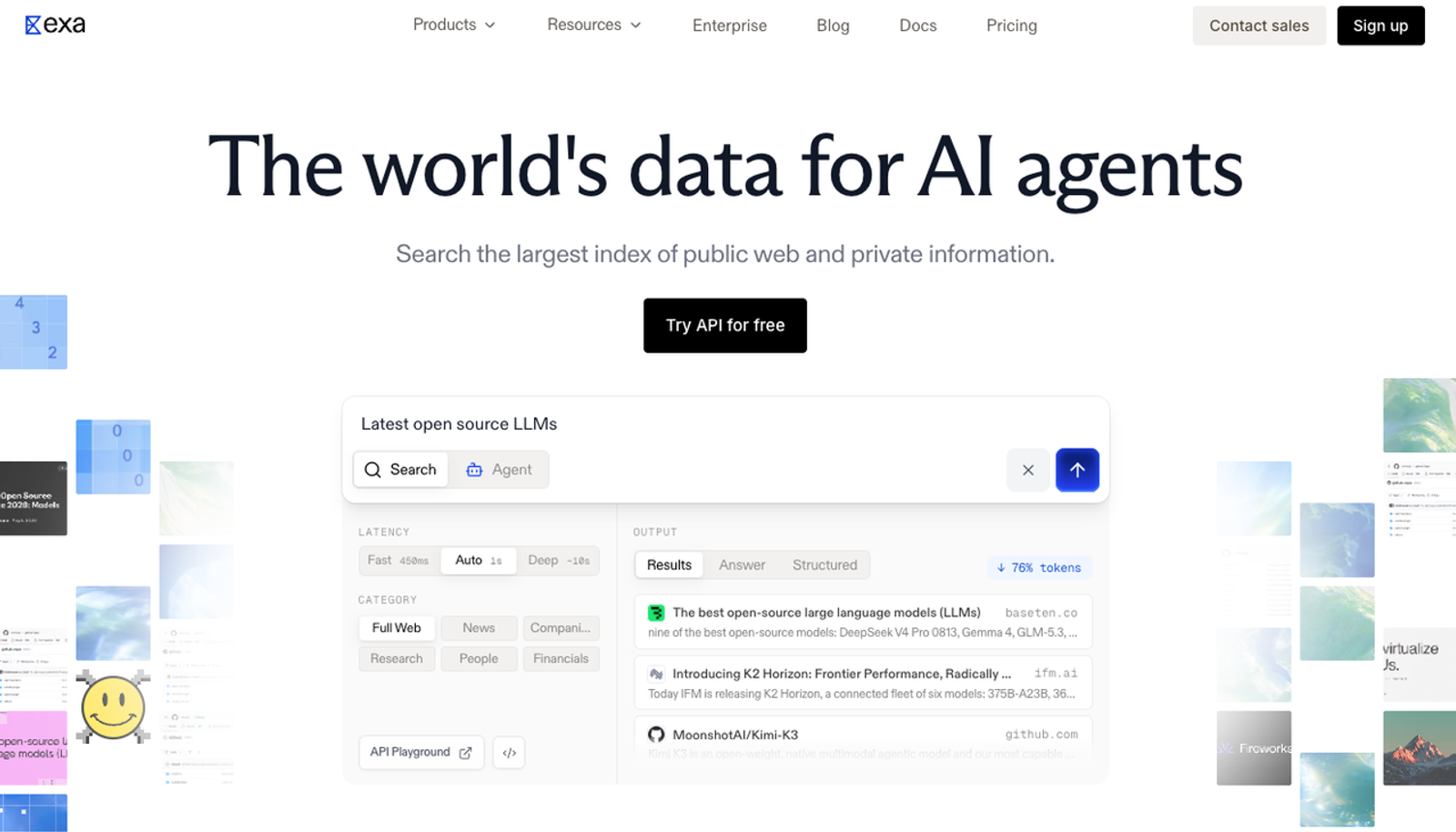 Exa AI search engine platform serving as powerful firecrawl alternatives for structured data.