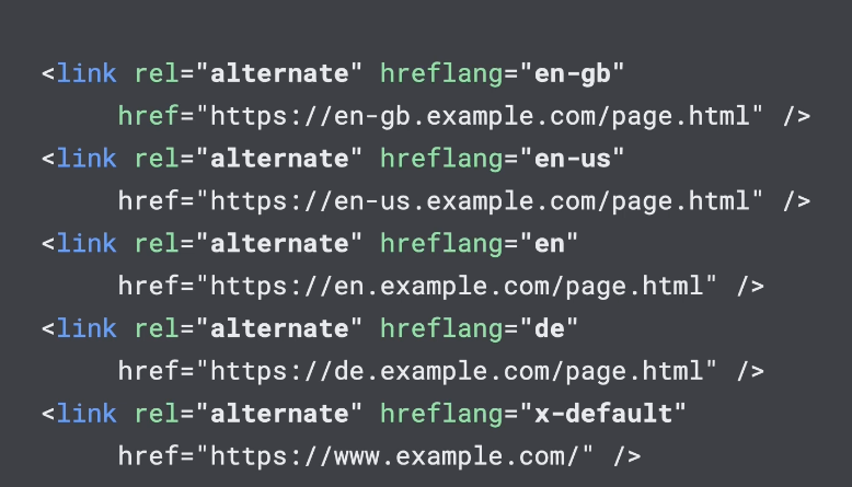 SEO for car dealerships using hreflang tags for different regions/languages.