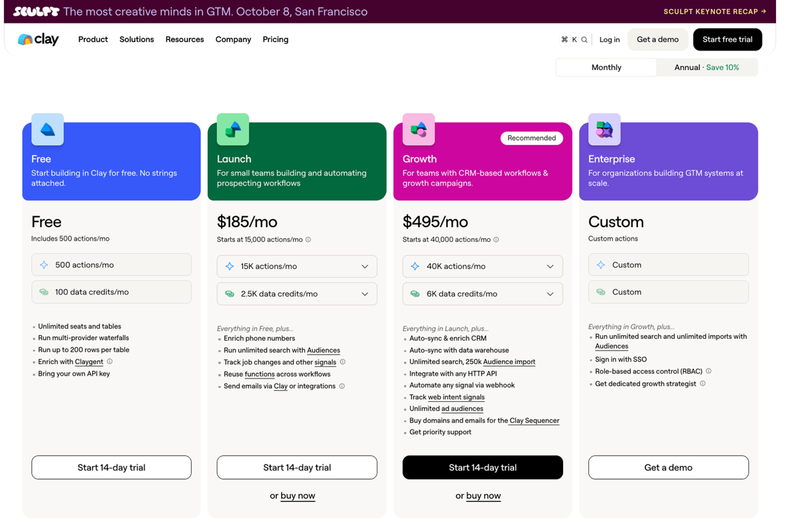 Compare pricing tiers for the best data enrichment tools offering flexible action credits, data waterfalls, and CRM sync.