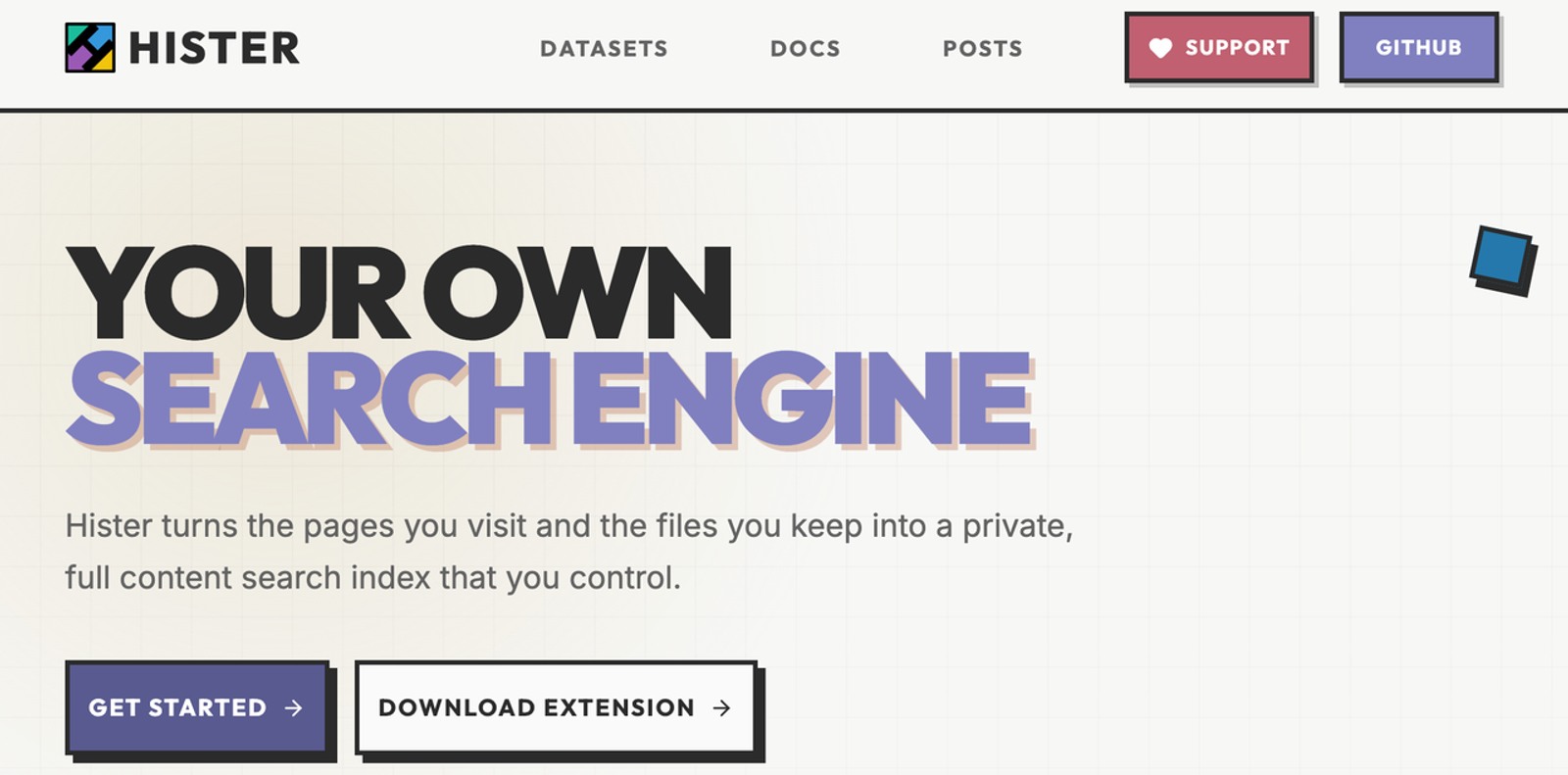 Download the extension from the official site to build your own search engine with hister mcp support.