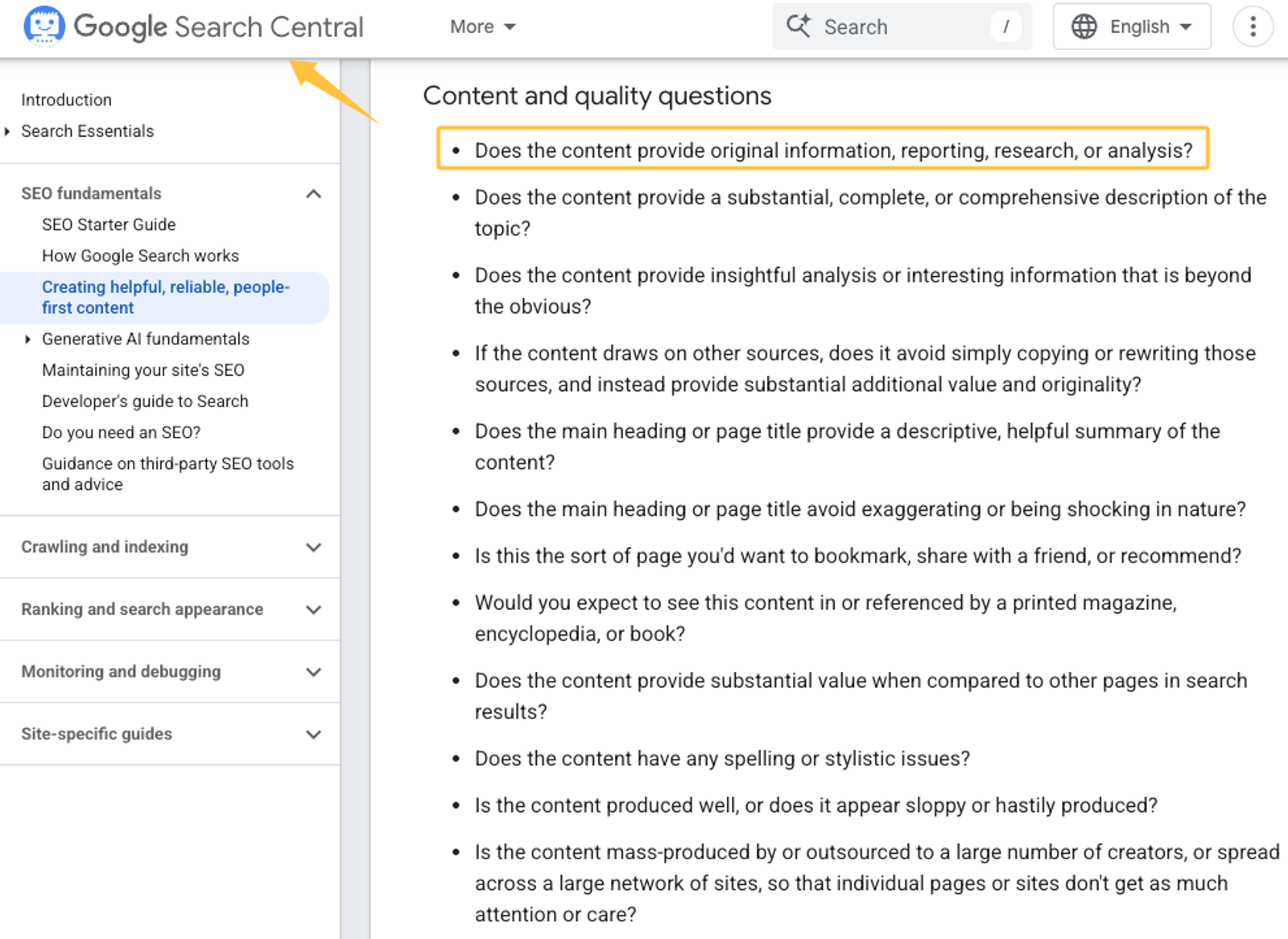 Google Search Central guidelines on original information, a key consideration for high-quality video content repurposing