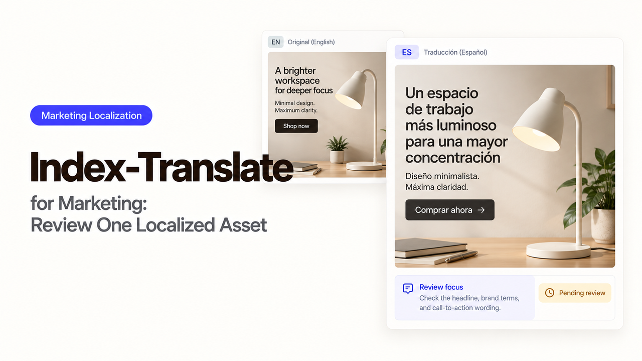 Compare localized ad copy using index translate marketing tools for seamless multilingual asset reviews.