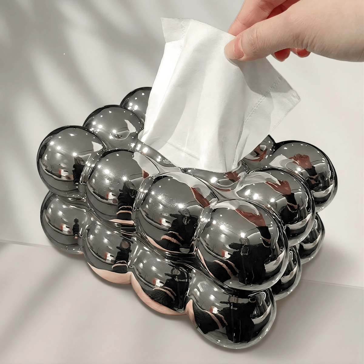 Quiet Shine Tissue Box - Silver