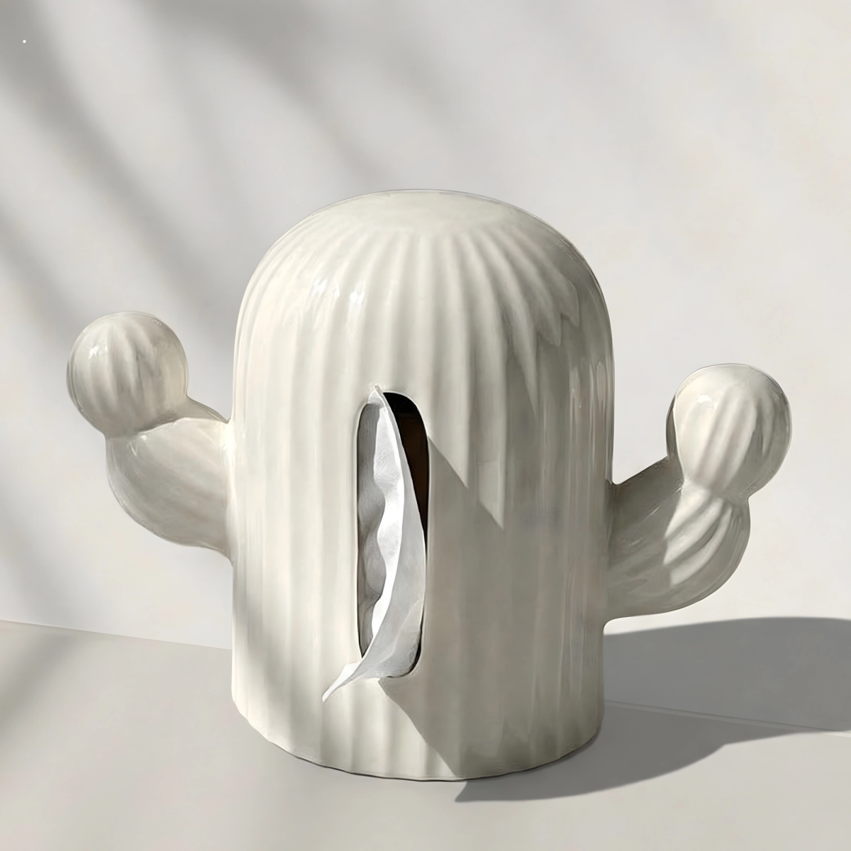 White Cactus Tissue Holder