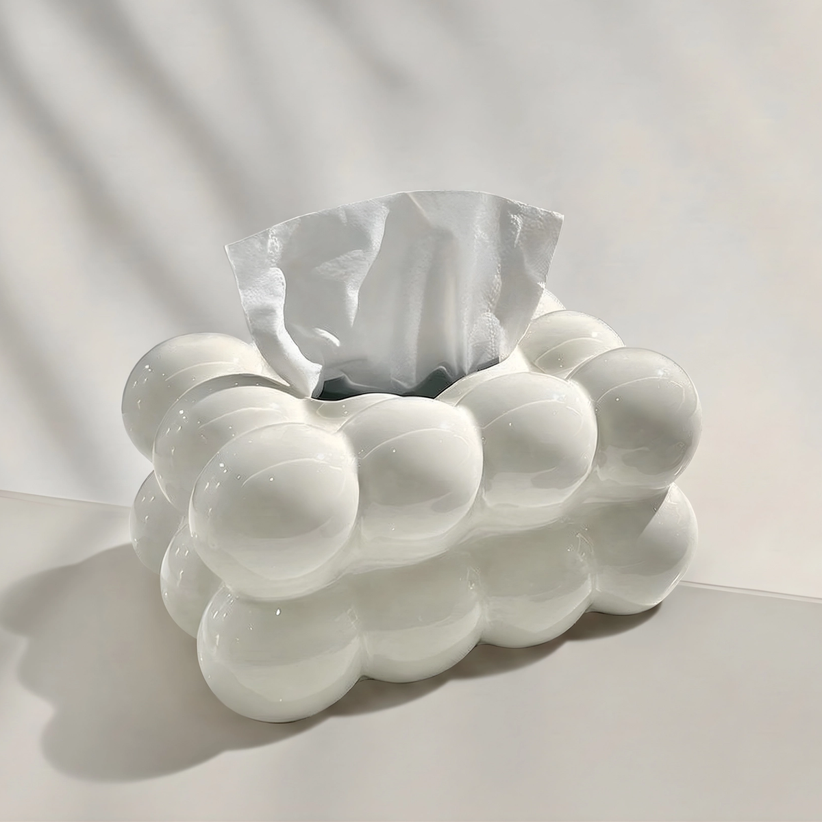 Quiet Shine Tissue Box - White