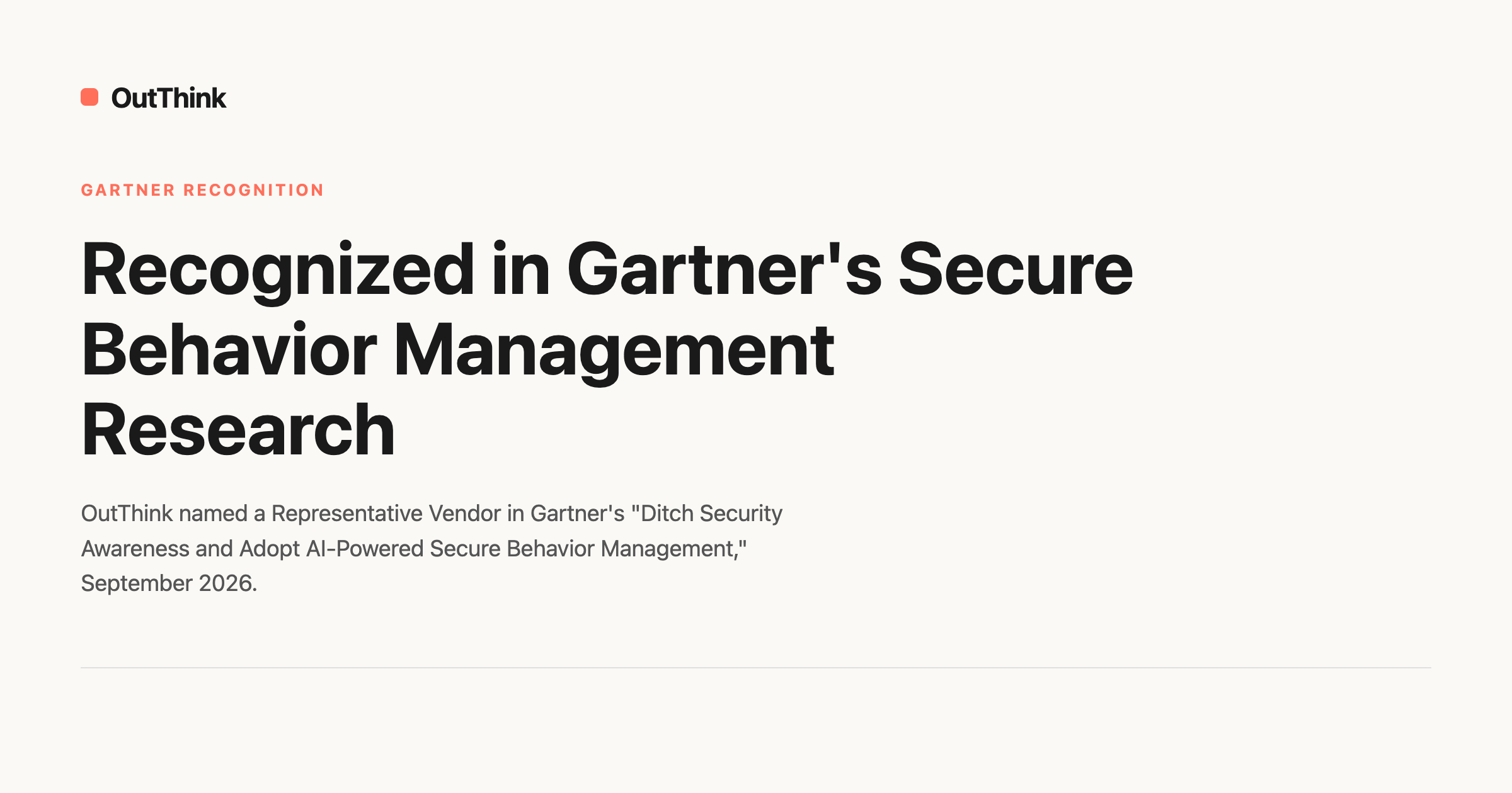 OutThink Recognized in Gartner's Secure Behavior Management Research