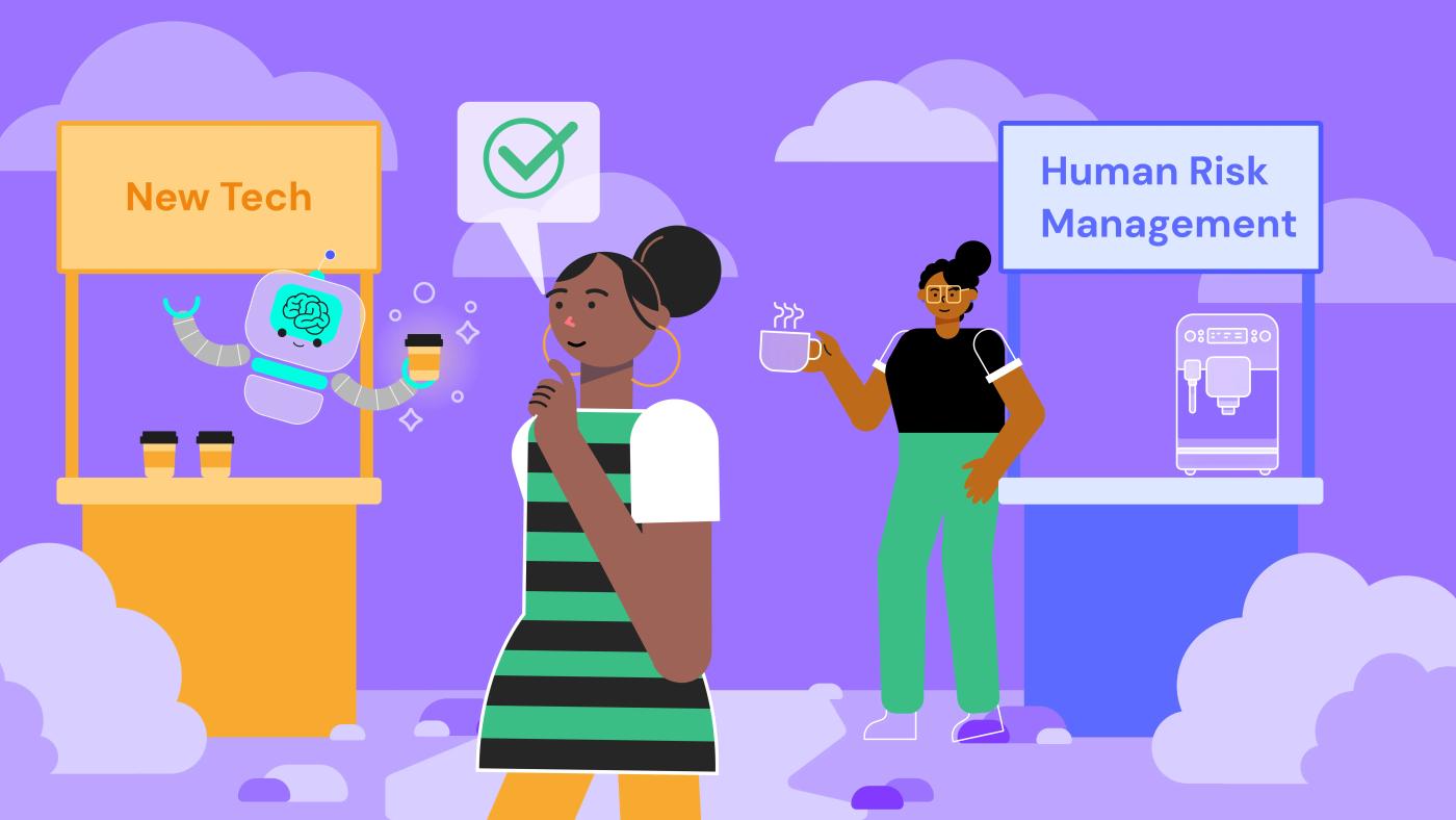 Cyber expert chooses new tech over Human Risk Management, symbolizing bias toward tools over people-focused solutions.