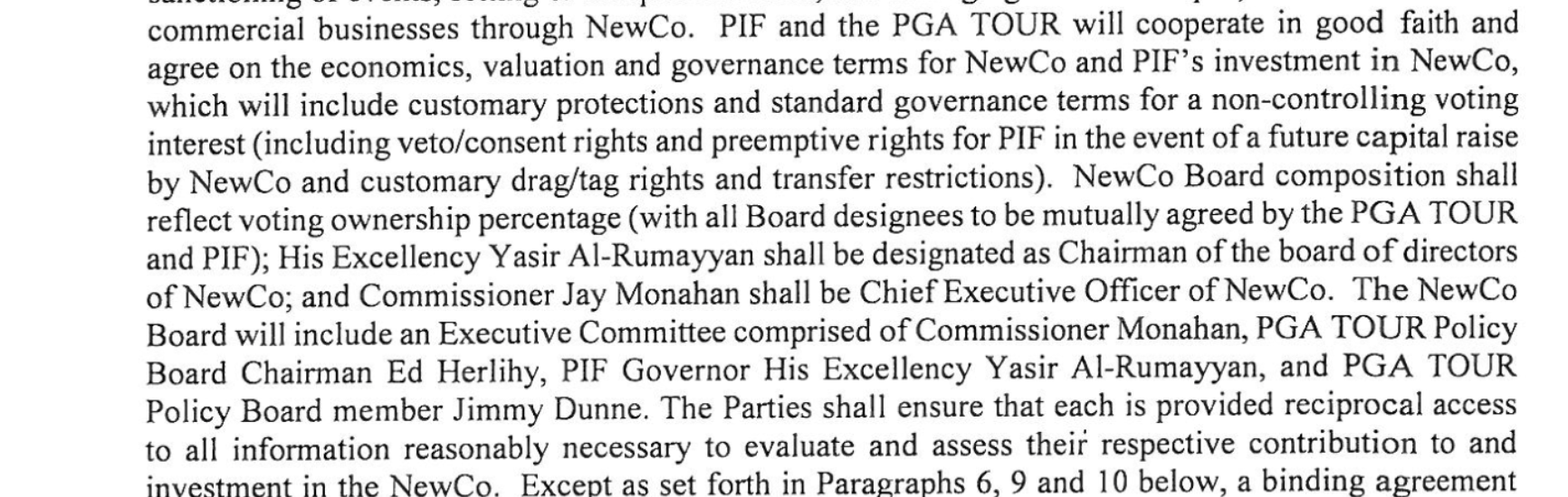 First look at the PIF, PGA Tour framework agreement 