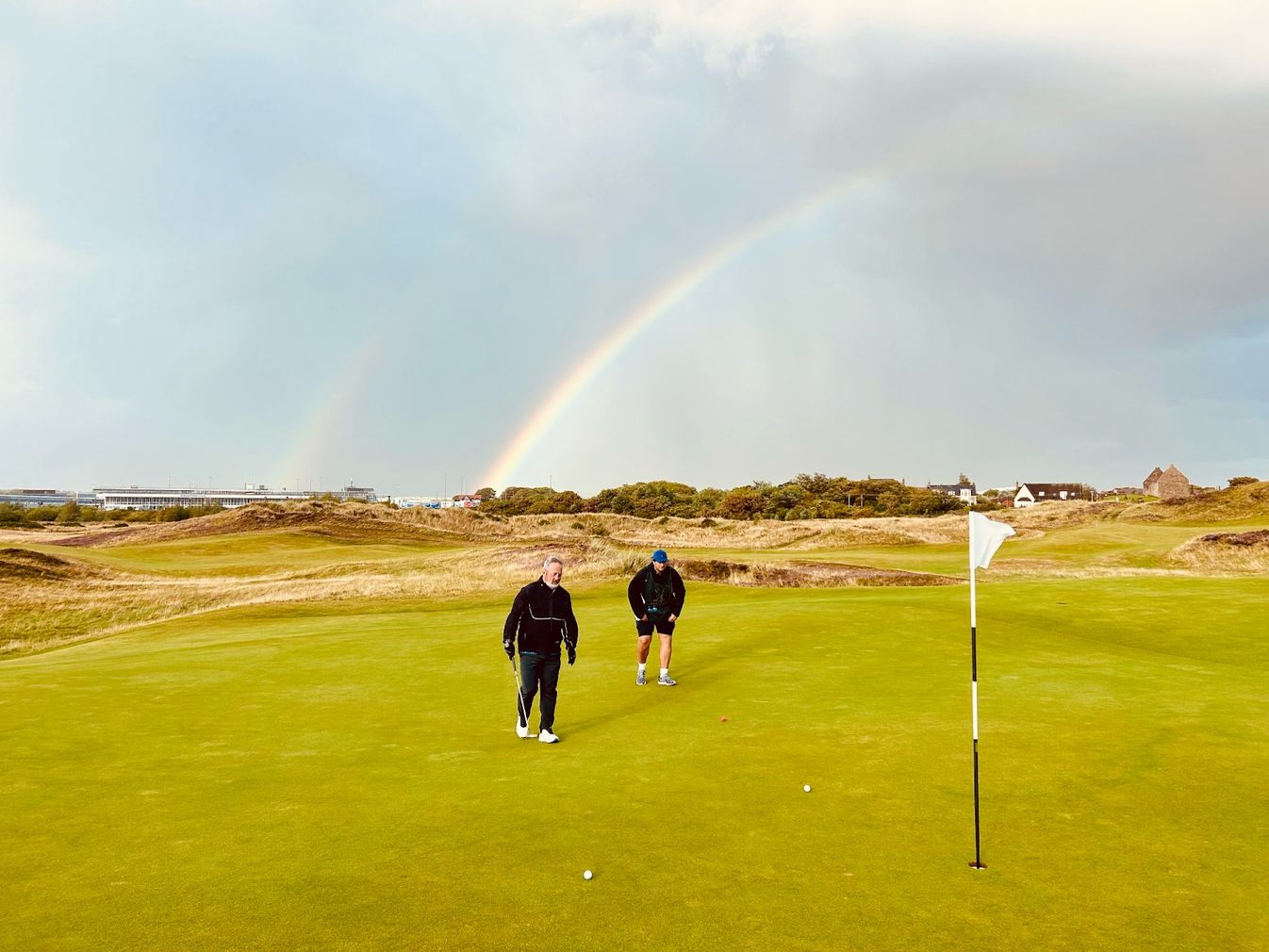 A double rainbow greeted us on the back nine at Prestwick.