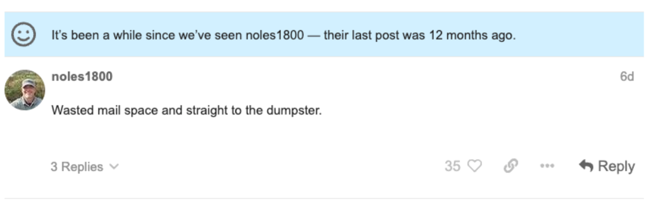 Straight to the dumpster!