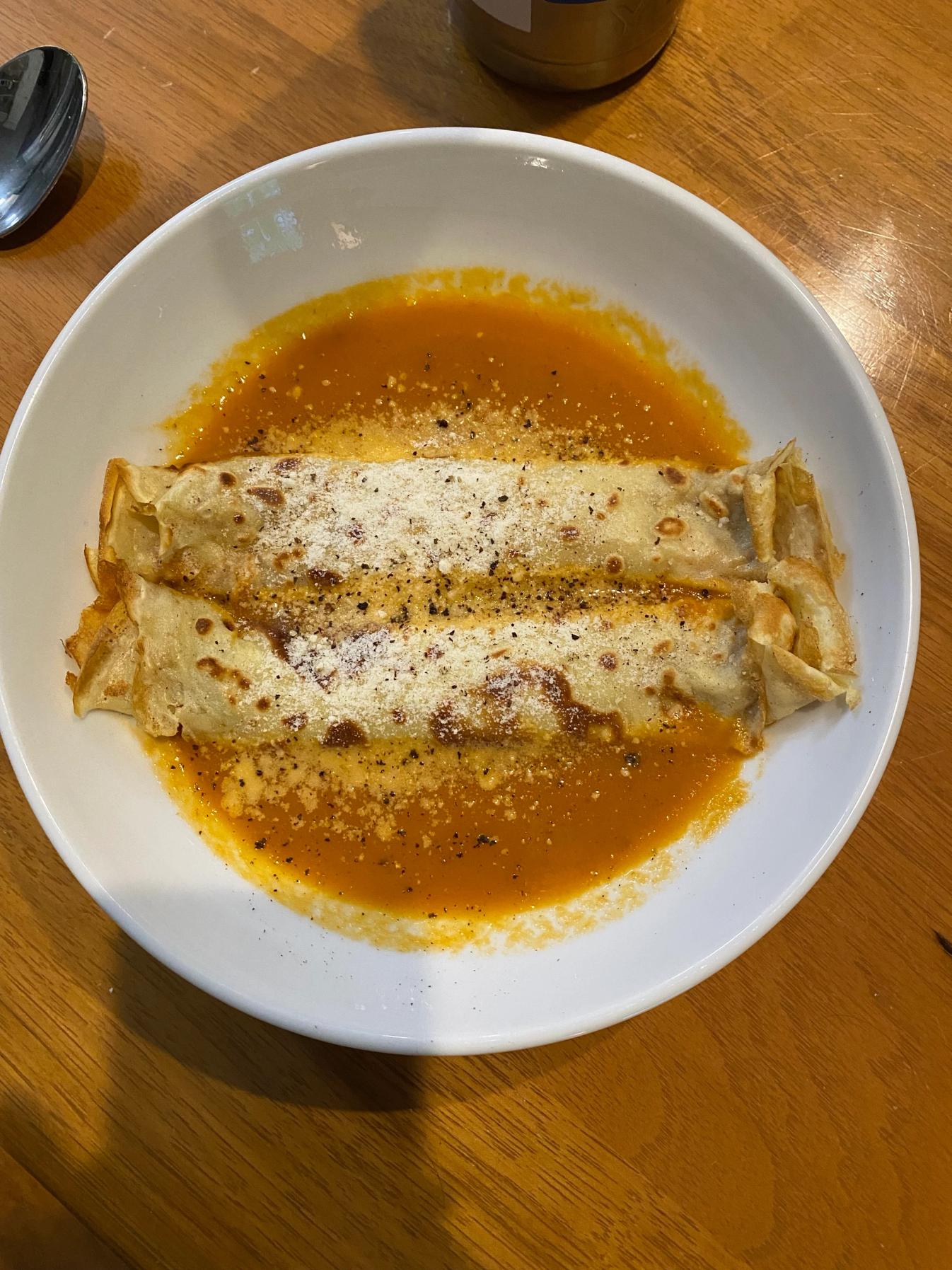 Homemade crepe soup.