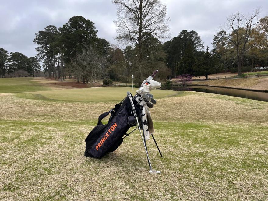 The golf bag belonging to Connor Belcastro, senior on the Princeton men's golf team.