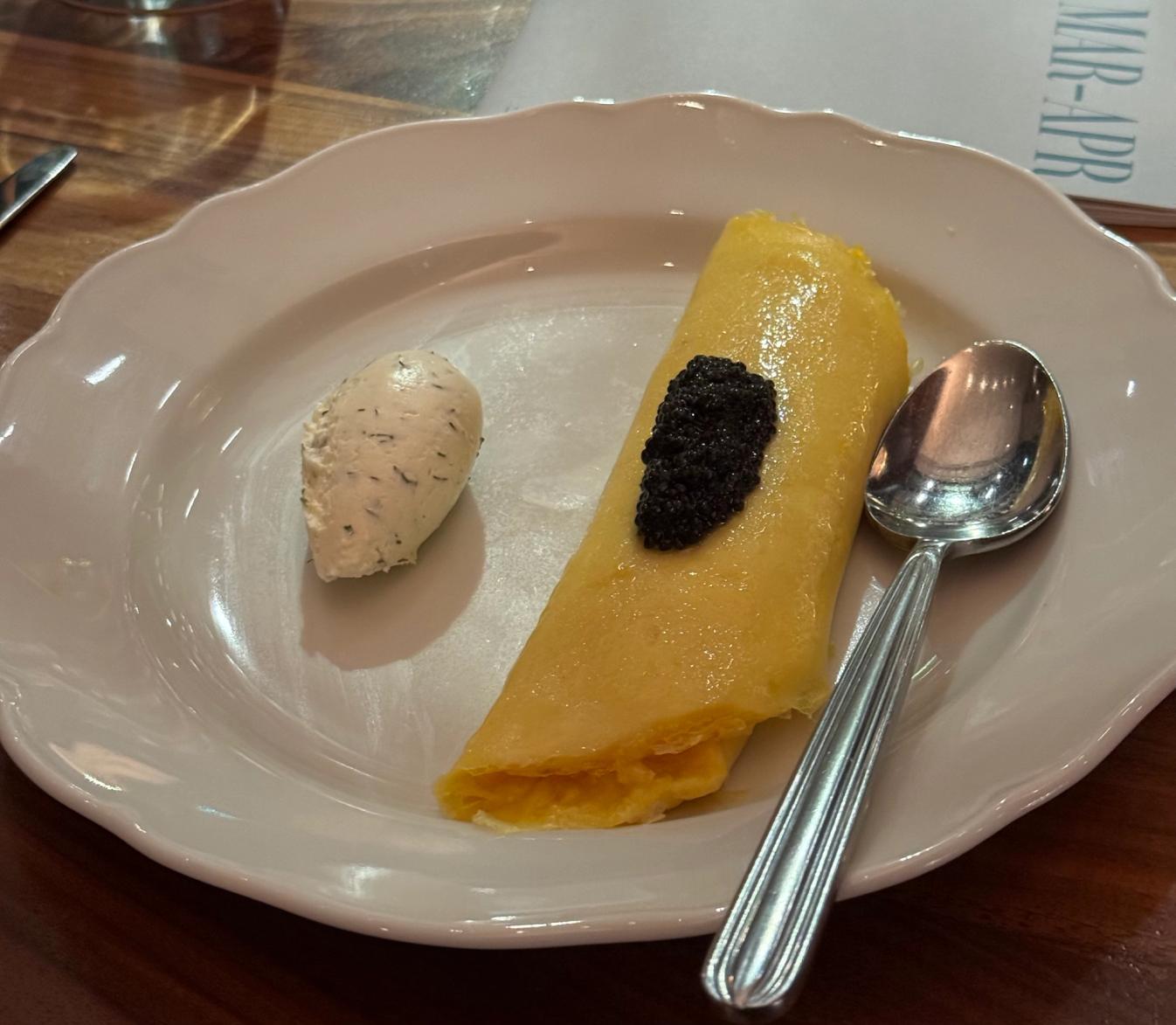 The omelette w/ crème fraîche and caviar at Lucian