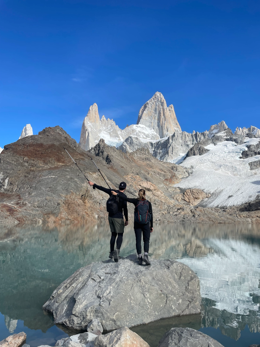 Executing a 'honeymoon wayward' at Mt. Fitzroy exactly 1 year ago!