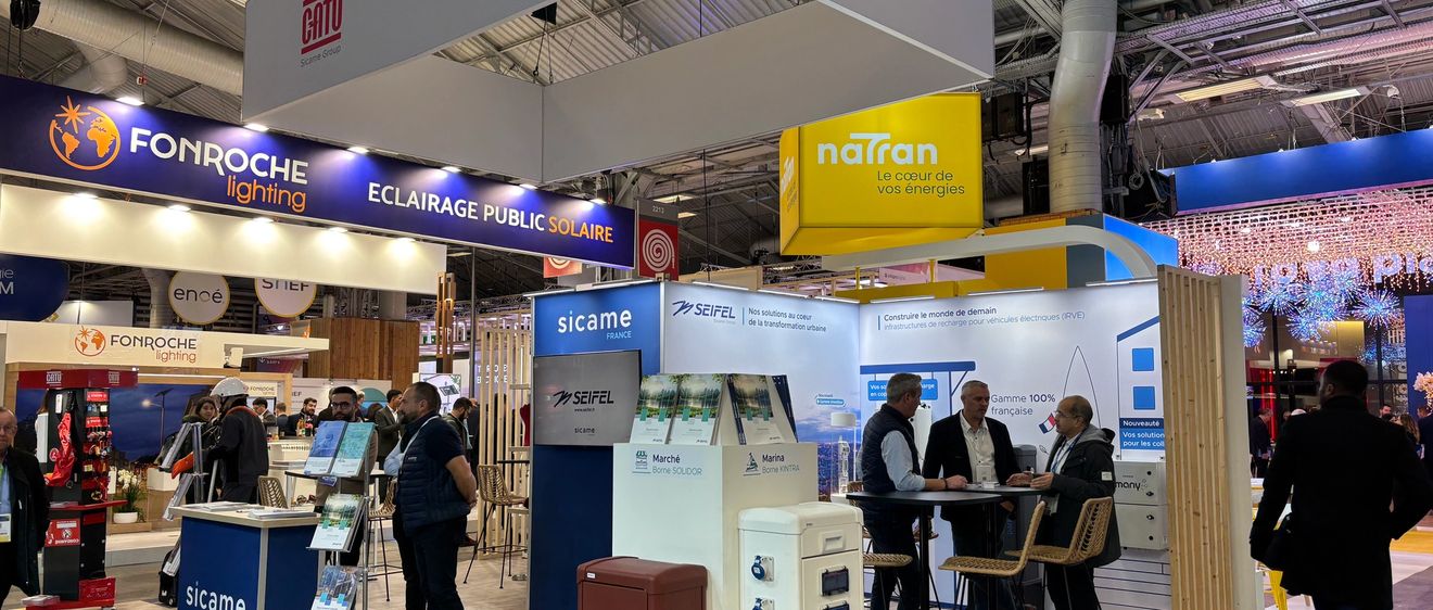 Stand de Sicame France, avec les filiales Seifel et Catu du Groupe Sicame au salon des Maires et Collectivités
