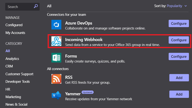 Sitecore publishing notifications to MS Teams