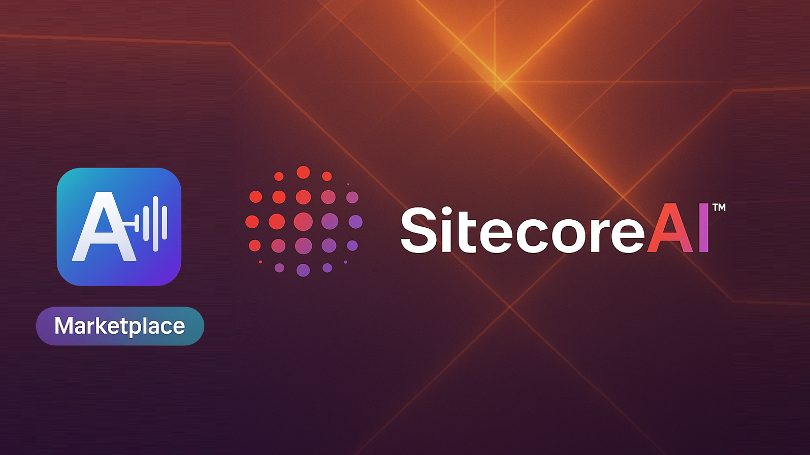 Text-to-Speech App icon and Marketplace text, next to the SitecoreAI logo.