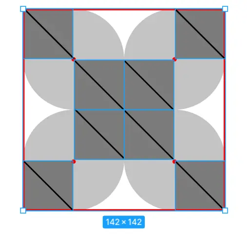 Pattern broken to triangles