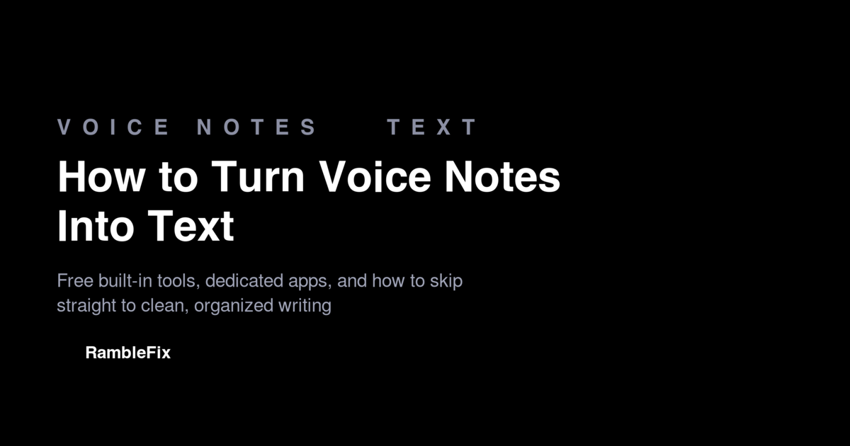Title card: How to Turn Voice Notes Into Text — The Complete 2026 Guide